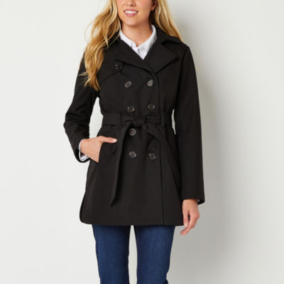 Liz claiborne hooded belted water resistant lightweight raincoat sale