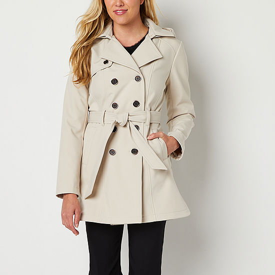 Liz Claiborne Womens Hooded Removable Hood Midweight Trench Coat, Color ...