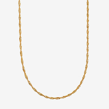 14K Gold 16 - 22 Inch Solid Singapore Chain Necklace, One Size