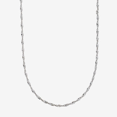 14K White Gold 18 - 24 Inch Solid Singapore Chain Necklace
