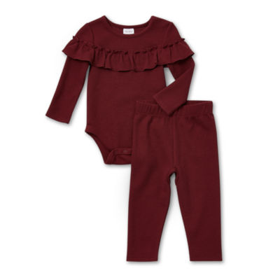 Okie Dokie Baby Girls 2-pc. Waffle Bodysuit Set