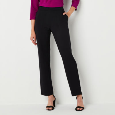 Liz Claiborne Womens Mid Rise Straight PullOn Pants, Color Black JCPenney