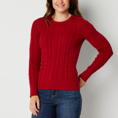 St. John's Bay Womens Crew Neck Adaptive Long Sleeve Pullover Sweater