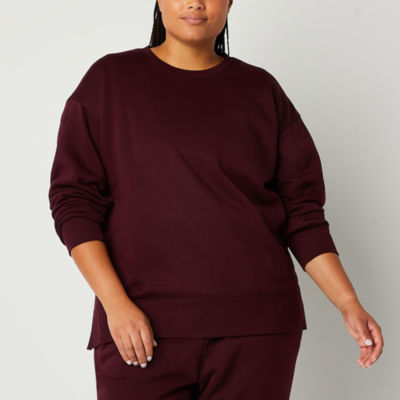 Xersion Classic Fleece Womens Crew Neck Long Sleeve Sweatshirt Plus -  JCPenney