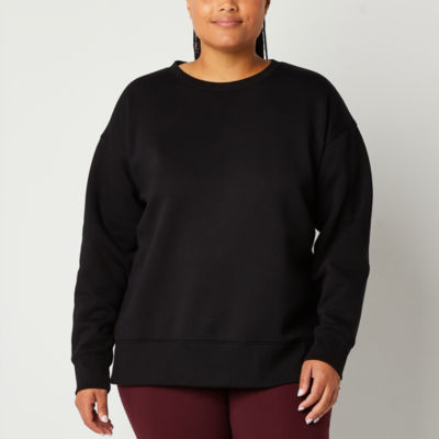 Xersion Womens Fleece Crew Neck Long Sleeve Sweatshirt Plus