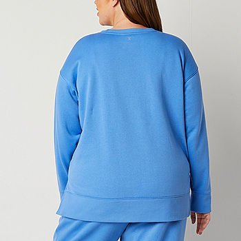 Xersion Womens Fleece Crew Neck Long Sleeve Sweatshirt Plus - JCPenney