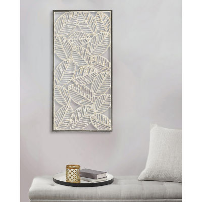 Madison Park Paper Cloaked Leaves Framed Metal Wall Art