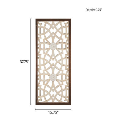 Madison Park Damask Geometric Two-Tone Wood Wall Art