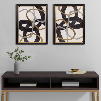 Madison Park Moving Midas Gold Foil Abstract Framed 2-pc. Canvas Art