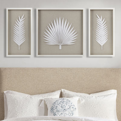 Madison Park Sabal Palm Rice Paper Shadow Box 3-pc. Wall Art Sets