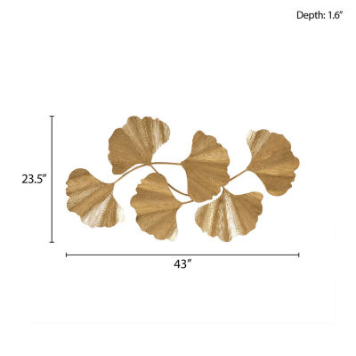 Martha Stewart Faye Gold Foil Ginkgo Leaf Metal Wall Art