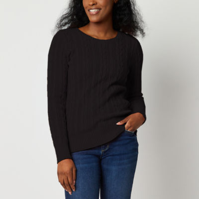 Black round cheap neck sweater women's