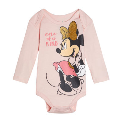 Baby Girls Crew Neck Long Sleeve Minnie Mouse Bodysuit