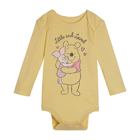 Disney Baby Girls Crew Neck Long Sleeve Winnie The Pooh Bodysuit, 3 Months, Yellow