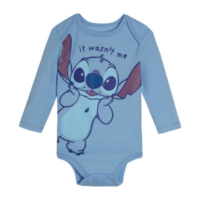 Disney Collection Baby Boys Crew Neck Long Sleeve Lilo & Stitch Bodysuit