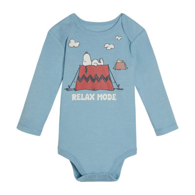 Baby Boys Crew Neck Long Sleeve Snoopy Bodysuit