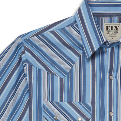 Ely Cattleman Textured Plaid Mens Long Sleeve Western Shirt