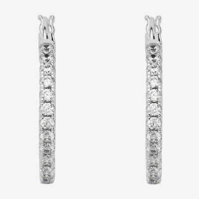 Silver Reflections Cubic Zirconia Pure Silver Over Brass Hoop Earrings