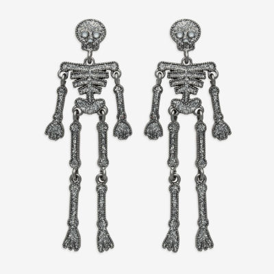 Bijoux Bar Silver Tone Skeleton Glass Drop Earrings