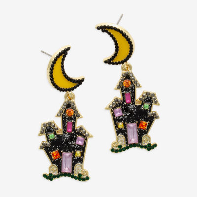 Bijoux Bar Haunted House Glass Moon Drop Earrings