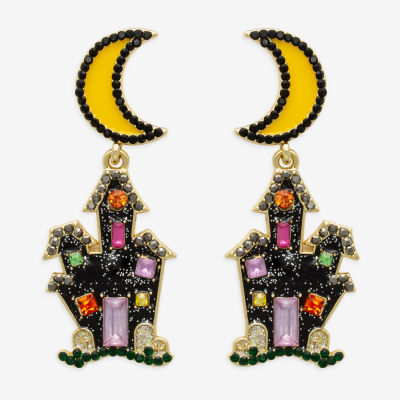 Bijoux Bar Haunted House Glass Moon Drop Earrings