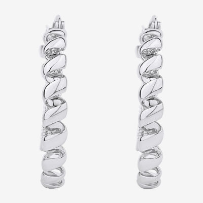 Silver Reflections Double Pure Silver Over Brass Hoop Earrings