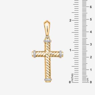 Mens 1/5 CT. T.W. Mined White Diamond Sterling Silver Cross Pendant Necklace