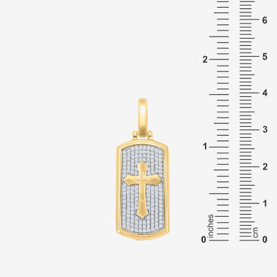 Mens 3/4 CT. T.W. Natural White Diamond 10K Gold Dog Tag Pendant