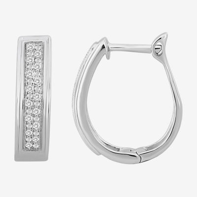 1/10 CT. T.W. Natural White Diamond Sterling Silver 11.1mm Hoop Earrings