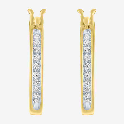 I1-I2/ G-H) 1/10 CT. T.W. Lab Grown White Diamond 14K Gold Over Silver Sterling Silver Hoop Earrings