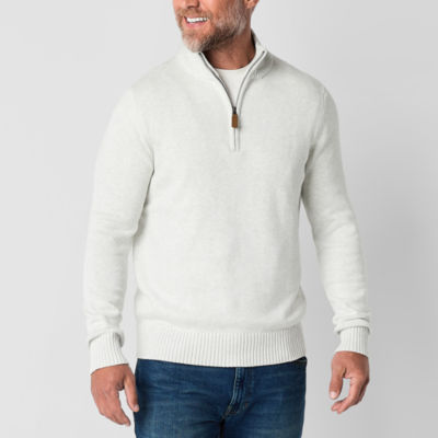 St. John's Bay Quarter Zip Mens Mock Neck Long Sleeve Pullover Sweater