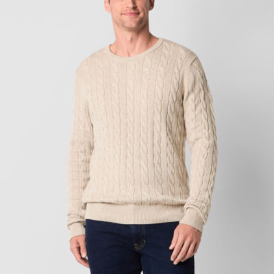 St. John's Bay Cable Mens Crew Neck Long Sleeve Pullover Sweater