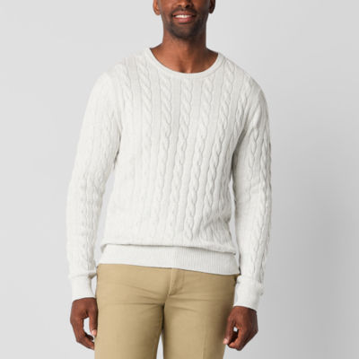 St. John's Bay Cable Mens Crew Neck Long Sleeve Pullover Sweater