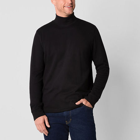 St. John's Bay Interlock Mens Long Sleeve Mock Neck Top, X-large, Black