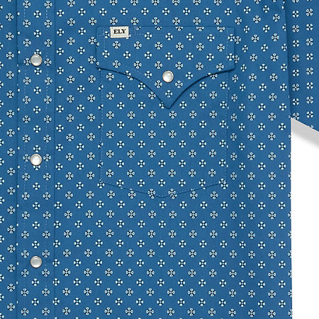 Ely Cattleman Mini Bandana Print Mens Short Sleeve Western Shirt, Xx-large, Blue