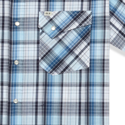 Ely Cattleman Textured Plaid Big and Tall Mens Short Sleeve Western Shirt