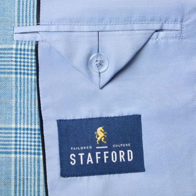 Stafford Mens Plaid Classic Fit Sport Coat