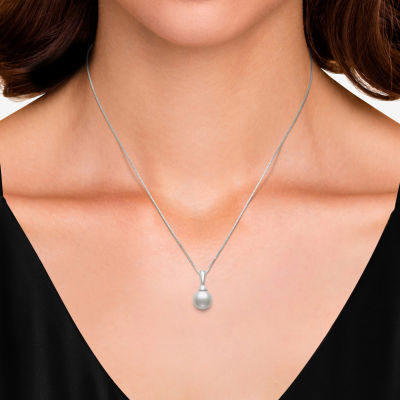 Womens White Cultured Freshwater Pearl Sterling Silver Ball 18 Inch Pendant Necklace