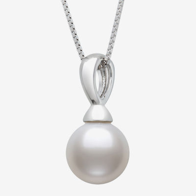 Womens White Cultured Freshwater Pearl Sterling Silver Ball 18 Inch Pendant Necklace