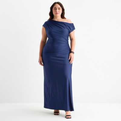 Premier Amour One Shoulder Womens Evening Gown Plus