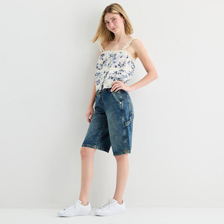 Arizona Womens Low Rise Denim Short, 6, Blue
