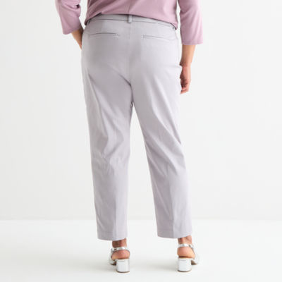 Liz Claiborne Emma Womens Plus Ankle Mid Rise Ankle Pant