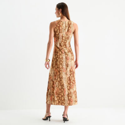 Worthington Womens Sleeveless Animal Maxi Dress