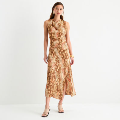 Worthington Womens Sleeveless Animal Maxi Dress
