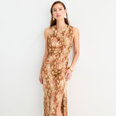 Worthington Womens Sleeveless Animal Maxi Dress
