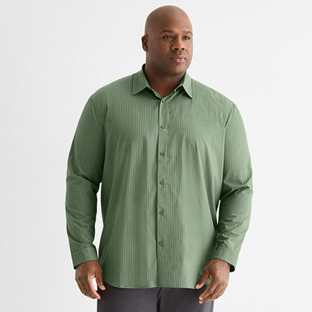 Stylus Mens Long Sleeve Regular Fit Big and Tall Button-Down Shirt, 2x-large, Green