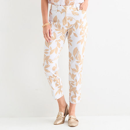 Liz Claiborne Emma Womens Mid Rise Classic Fit Ankle Pant, 18, White