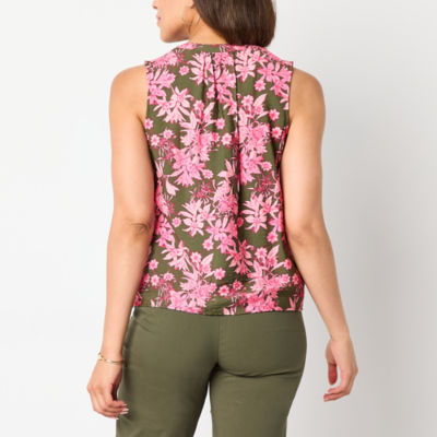 Liz Claiborne Womens V Neck Sleeveless Plus Blouse
