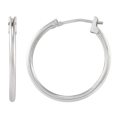 14K White Gold 18mm Hoop Earrings