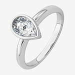 True Light Womens 1 CT. T.W. Lab Created White Moissanite 14K White Gold Pear Solitaire Engagement Ring